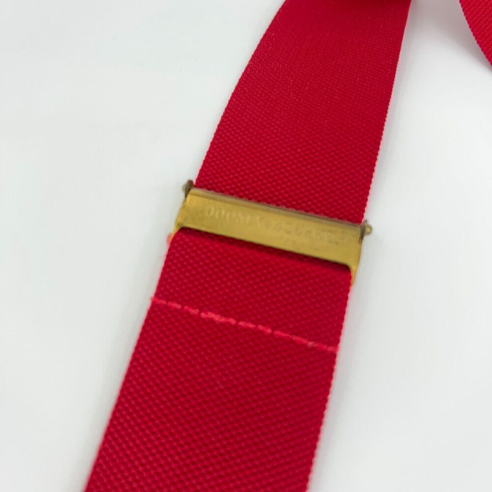 Dooney & Bourke Red White Colorblock Suspenders Braces Leather Tabs Vintage - Picture 13 of 16